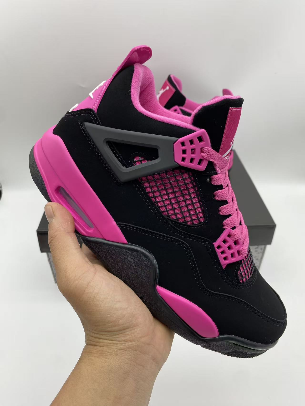 air jordan 4 retro shoes men-black/pink